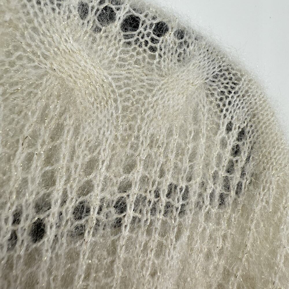 Soft Surroundings Large Sparkle Cable Knit Ivory Sweater Cozy Crewneck - Picture 6 of 11